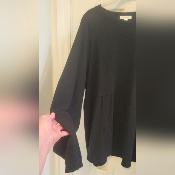 Cotton Blue NWOT Solid Black Babydoll Top Large - Picture 5 of 8